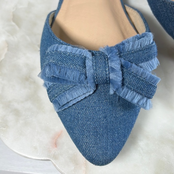 Women’s Comfort by Predictions denim flats with bow fringed accent, size 8 M - Picture 12 of 12